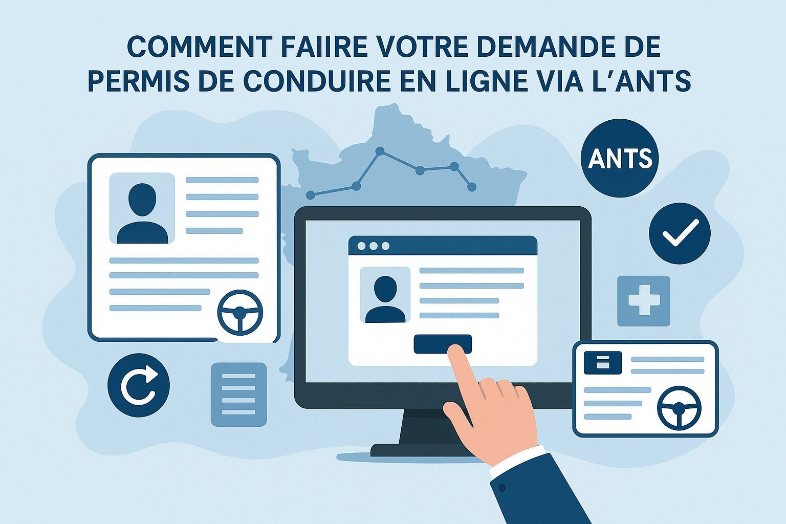 Permis moto A2 passerelle : guide pratique pour tout comprendre en 2026 2 Écran de la plateforme ANTS pour la demande de permis moto catégorie A après passerelle